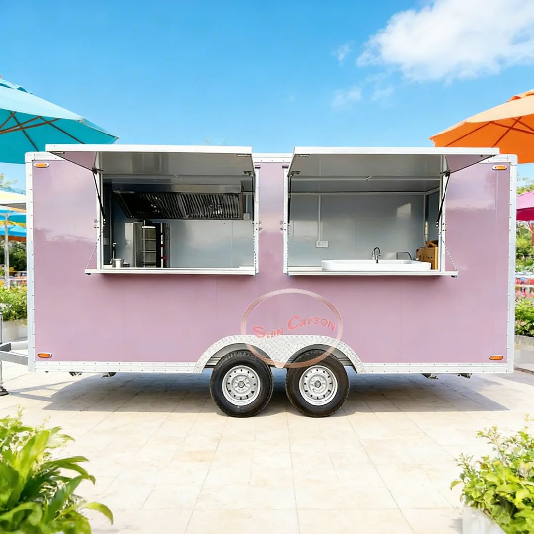 Commercial Kitchen Windows - Purple Commercial Food Vending Trailer with