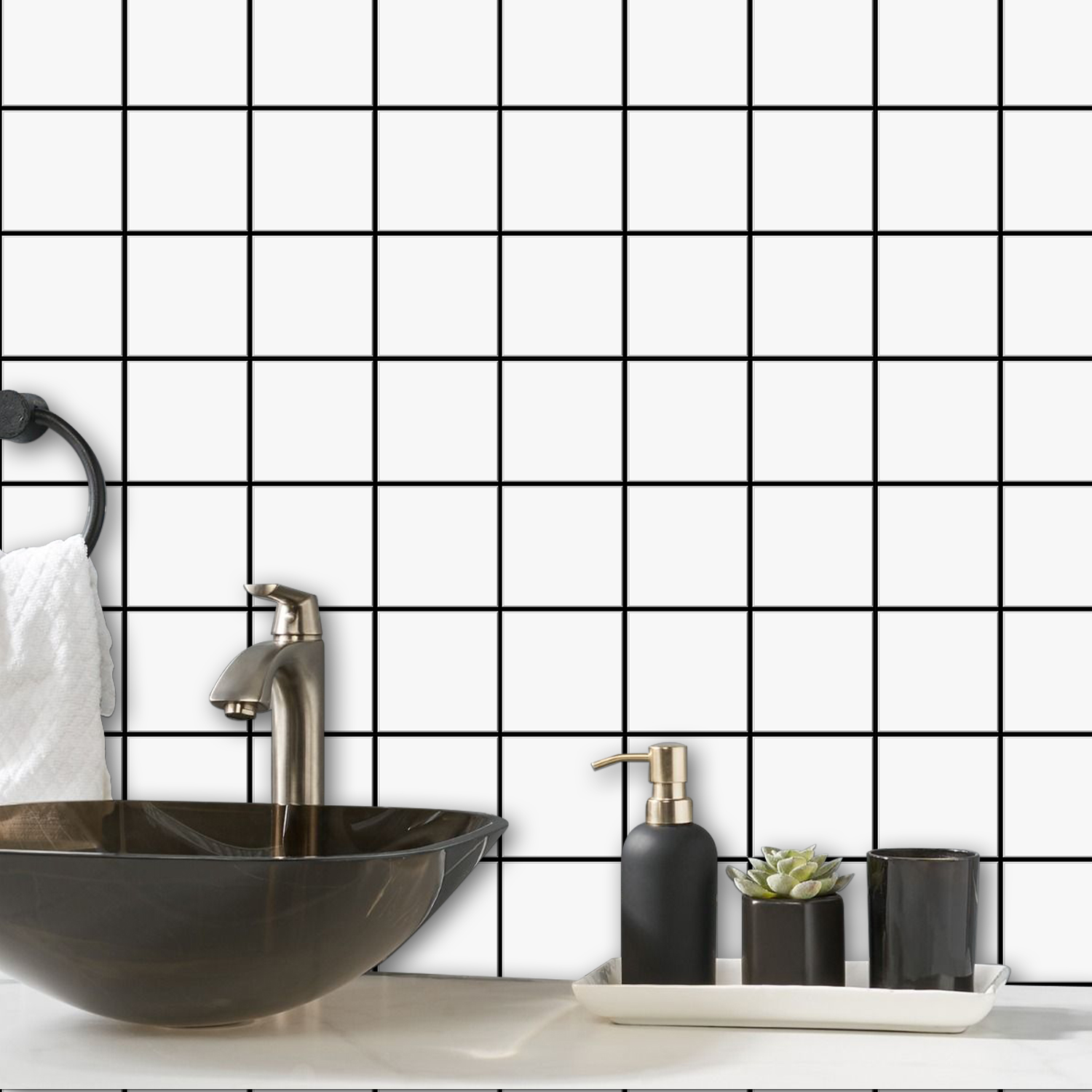 Commercial Kitchen Wall Panels - 10pcs Premium Square Wall Tile Sticker