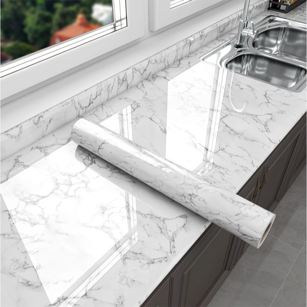 Commercial Kitchen Wall Panels - Marble Vinyl Self Adhesive Wallpaper for