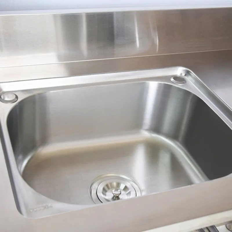 Commercial Kitchen Worktops - Stainless steel freestanding sink with worktop