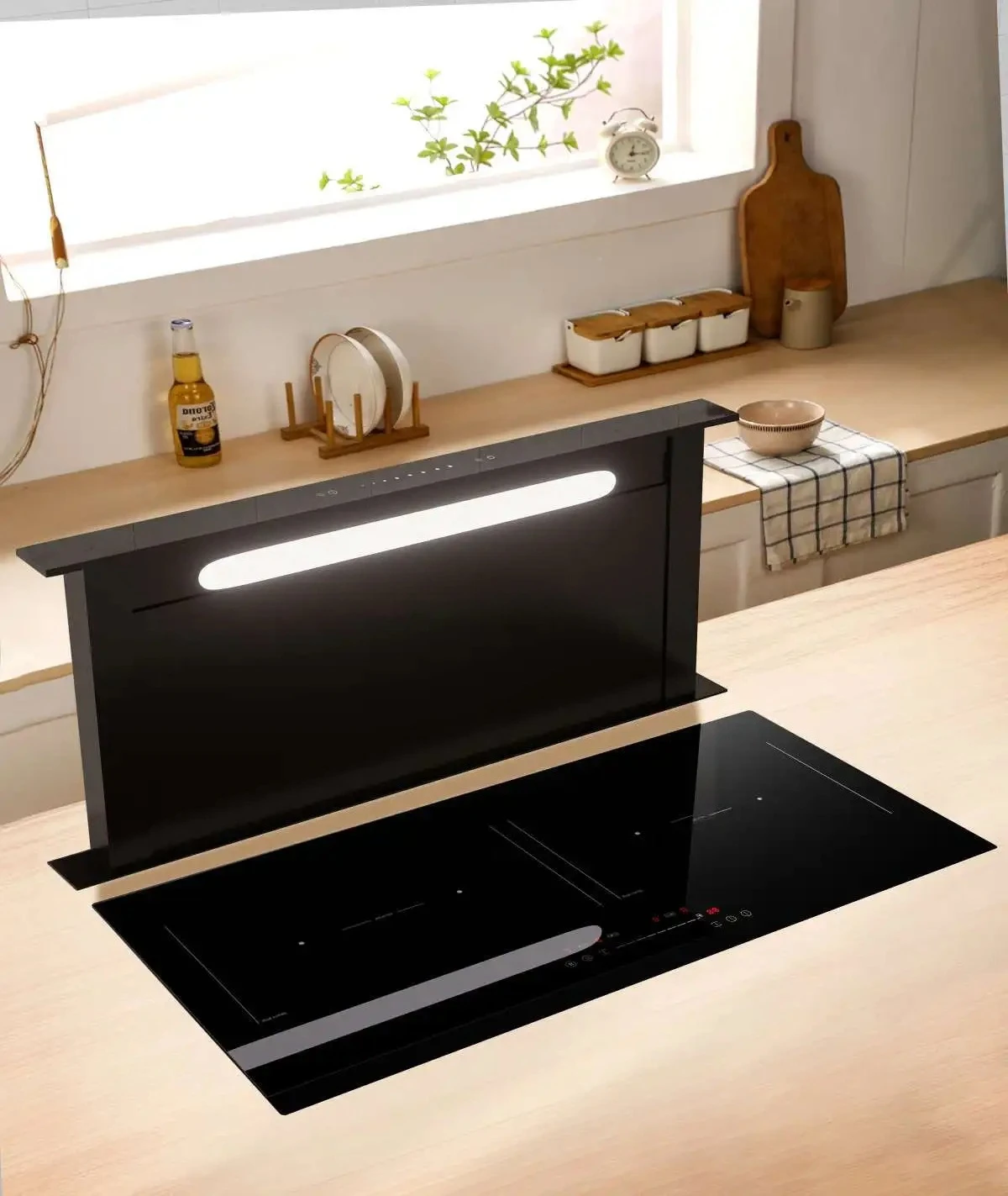 Commercial Kitchen Hood Installation - 90cm Ultra-Thin Slide-Out Downdraft Range Hood