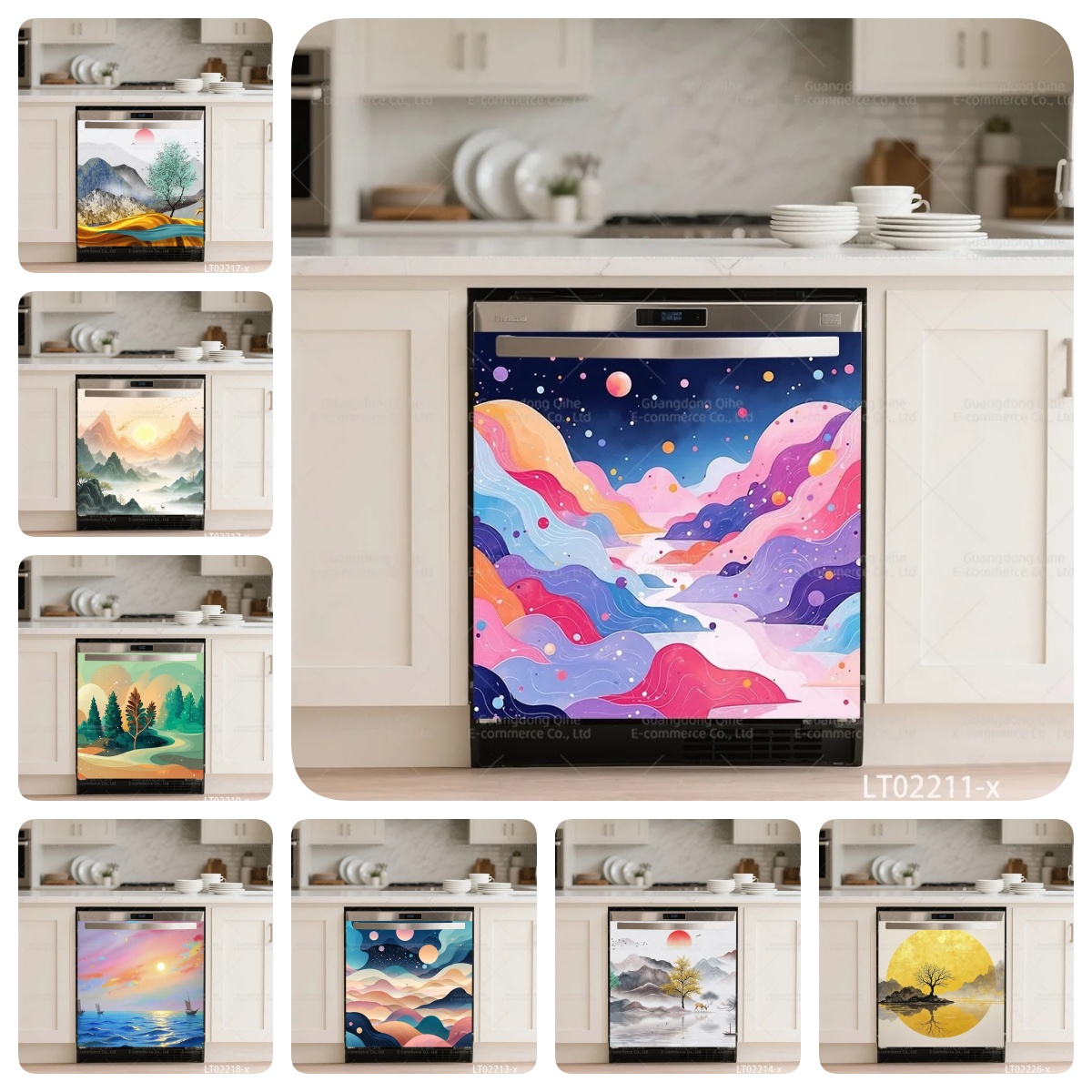 Commercial Kitchen Wall Panels - Creativity Chinese Ink Painting Dishwasher Stickers