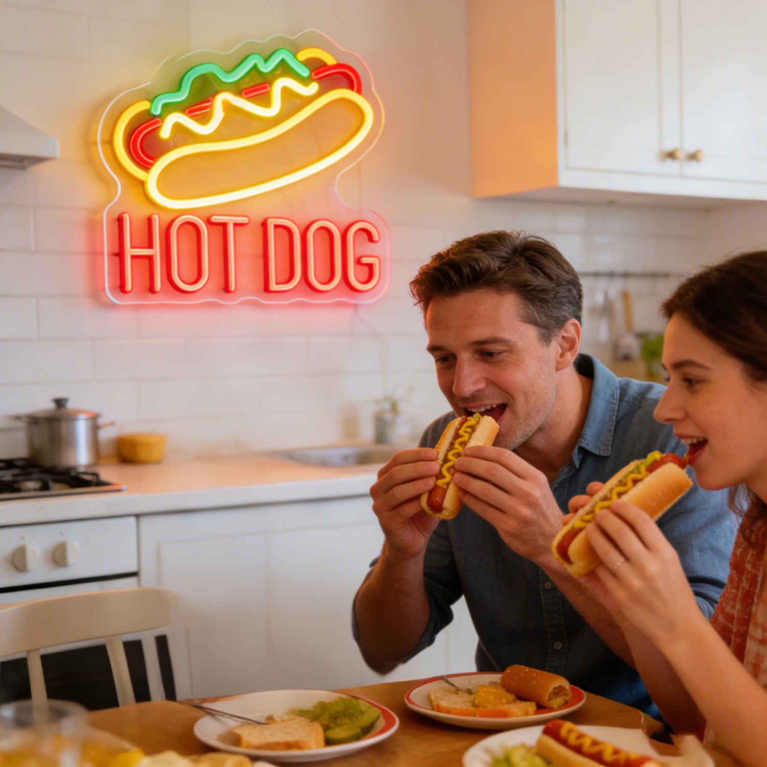 HOT DOG Neon Sign Food Shaped  - Commercial Kitchen Windows ulasan dan harga