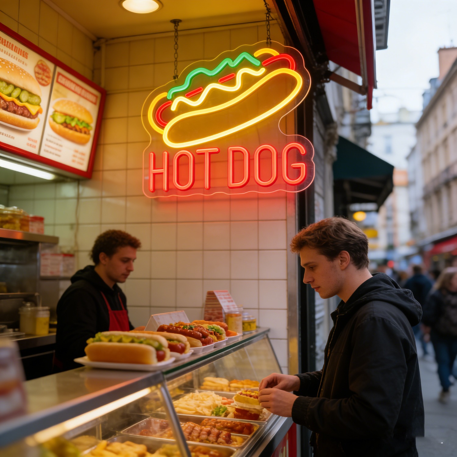 HOT DOG Neon Sign Food Shaped  - Commercial Kitchen Windows ulasan dan harga