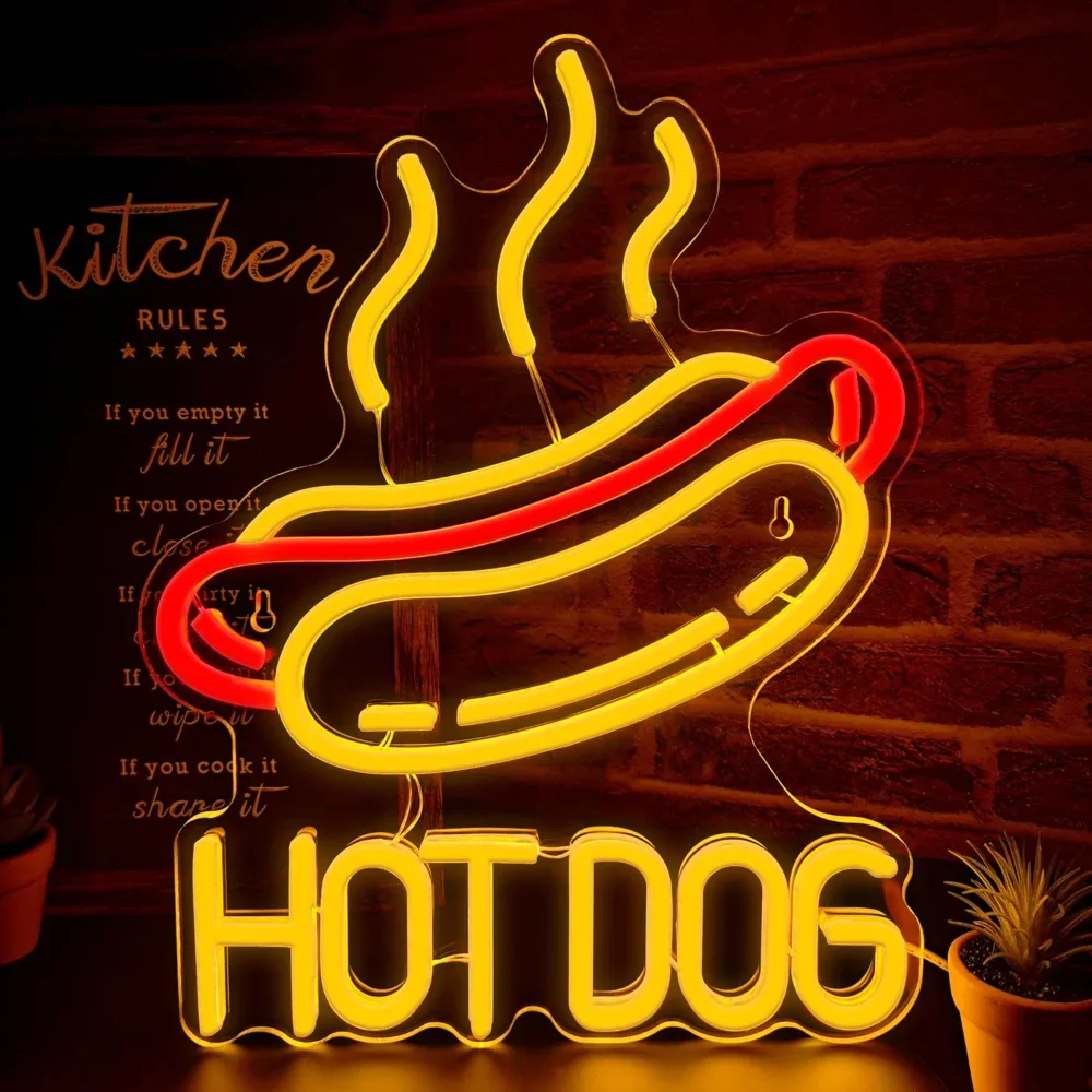Hot Dog LED Neon Sign for Wall - Commercial Kitchen Windows ulasan dan harga
