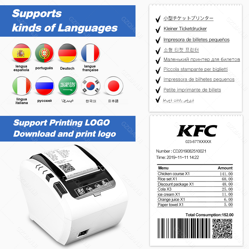 80mm Thermal Receipt Printer W - Commercial Kitchen Windows ulasan dan harga