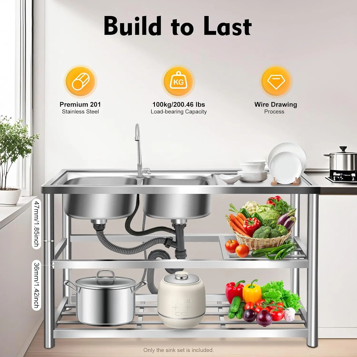 3 Tiers Freestanding Stainless - Commercial Kitchen Sink ulasan dan harga