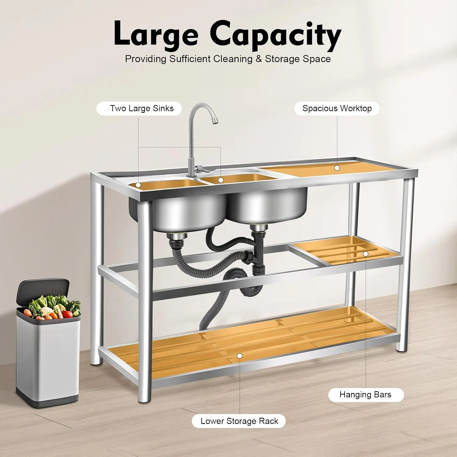 Kitchen Freestanding Prep Sink - Commercial Kitchen Worktops ulasan dan harga
