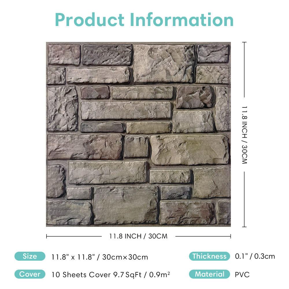 10pcs 3D Faux Stone Peel and S - Commercial Kitchen Wall Panels ulasan dan harga