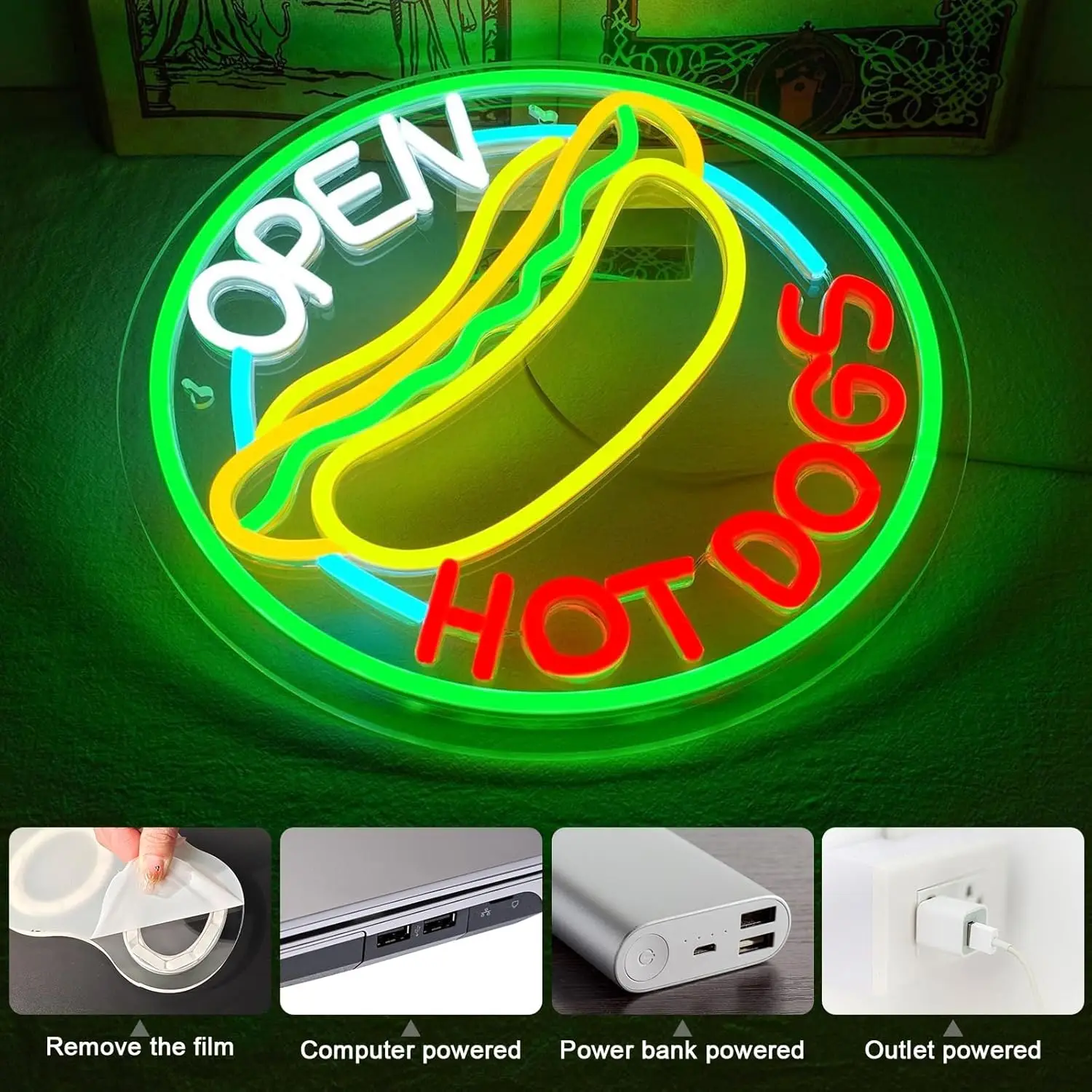 Hot Dog Open LED Neon Sign for - Commercial Kitchen Windows ulasan dan harga