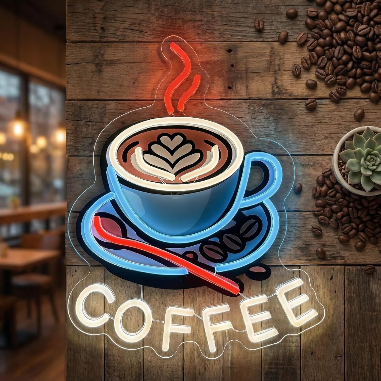 Coffee Neon Sign USB Powered L - Commercial Kitchen Windows ulasan dan harga